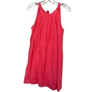 Bella Umbra Made in Italy FLAX Lagenlook Chico LINEN Dress CORAL Size S‎